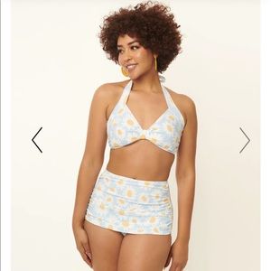 Esther Williams Light Blue & White Daisy Print Bikini Set